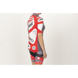 Tricou ciclism cu mânecă scurtă KEREKVAR EXPERT alb-rosu 